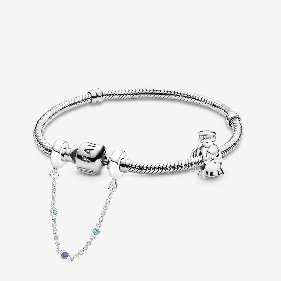 Bracelet Composé Ange de l'Amour & Chaîne Triple Pierre Bleue image number 0